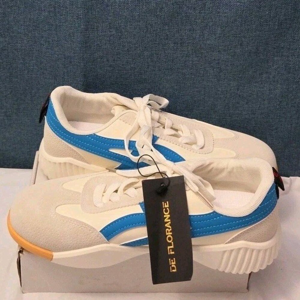DeFlorance CLOUDEA 2.0 Orthopedic Sneakers | White Blue Women's Size 8 NEW